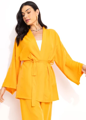 Quintess - Kimono Laranja em Crepe Plano - QUINTESS