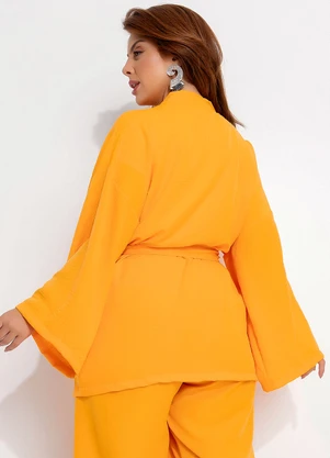 Quintess - Kimono Laranja em Crepe Plano - QUINTESS
