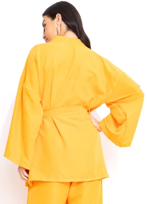 Quintess - Kimono Laranja em Crepe Plano - QUINTESS