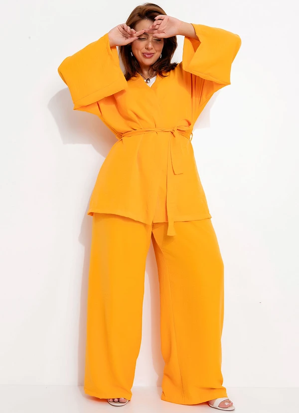 Quintess - Kimono Laranja em Crepe Plano 13