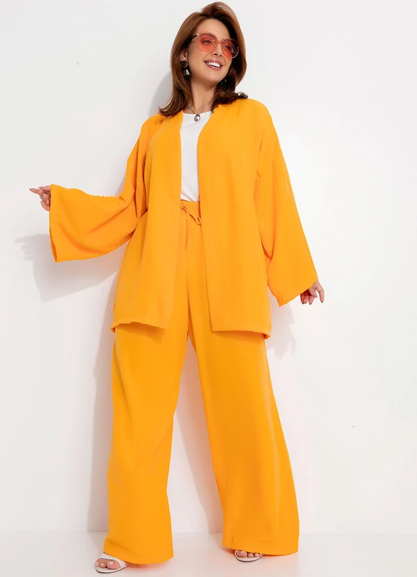 Quintess - Kimono Laranja em Crepe Plano 15