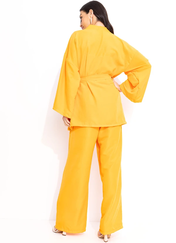Quintess - Kimono Laranja em Crepe Plano 5