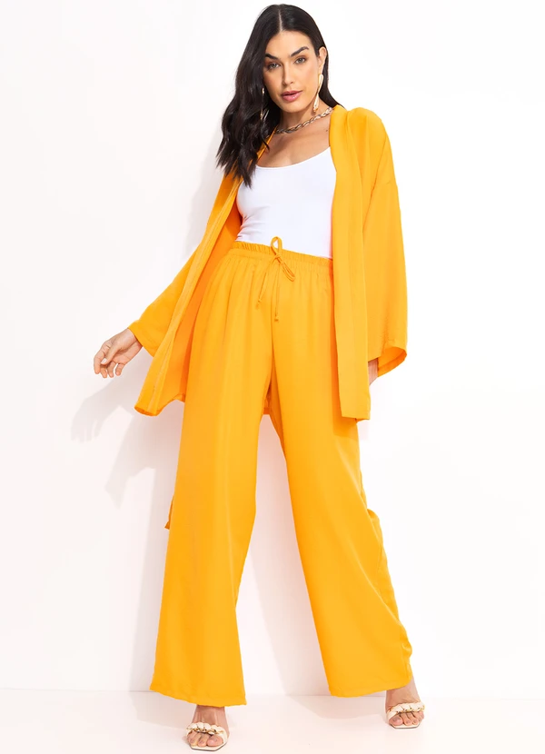 Quintess - Kimono Laranja em Crepe Plano 6