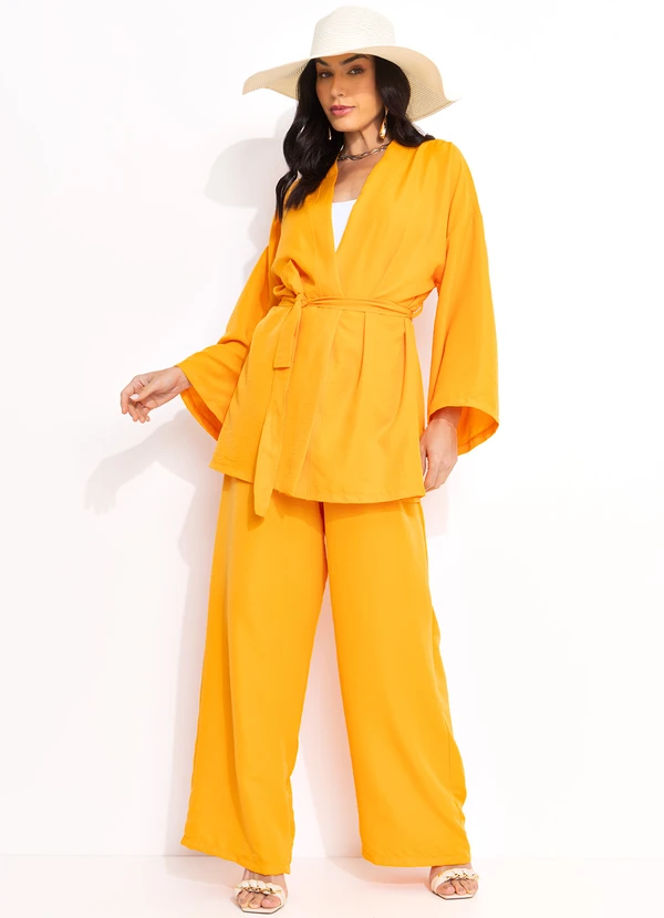 Quintess - Kimono Laranja em Crepe Plano 7