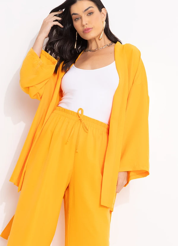 Quintess - Kimono Laranja em Crepe Plano 8