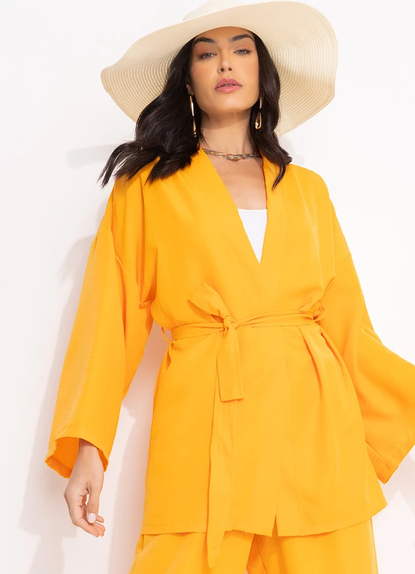 Quintess - Kimono Laranja em Crepe Plano 9