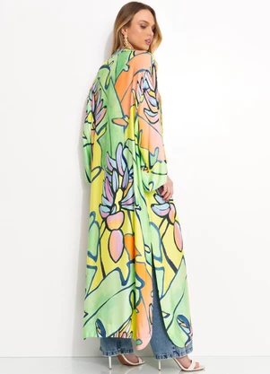 Farm - Kimono Longo em Viscose Verde - FARM