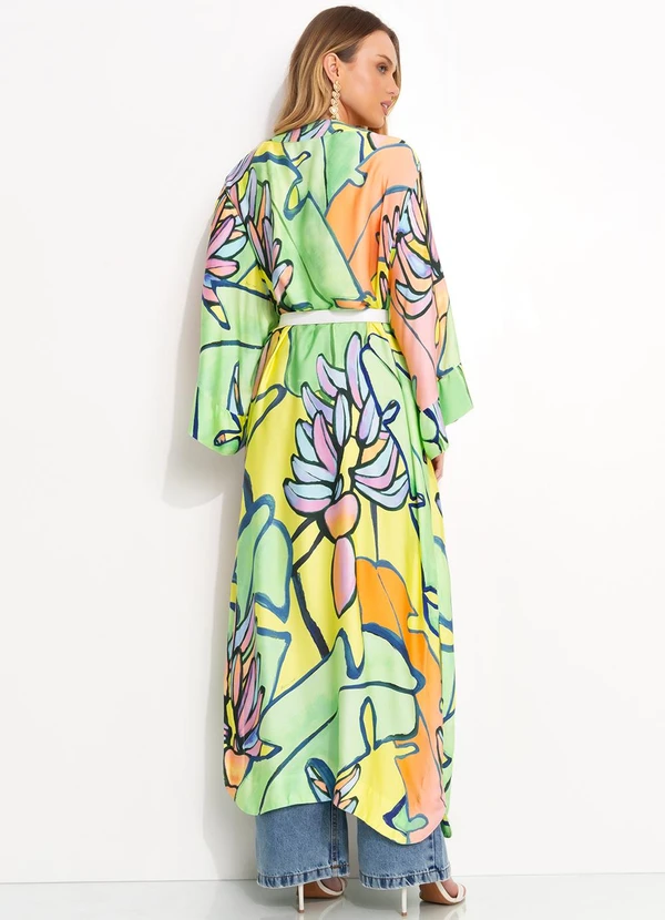 Farm - Kimono Longo em Viscose Verde 4