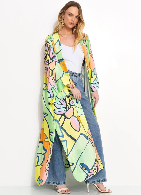 Farm - Kimono Longo em Viscose Verde 6