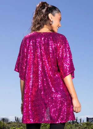 Quintess - Kimono Magenta em Paetê - QUINTESS