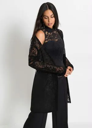 bonprix - Kimono Manga Longa Preto - BONPRIX