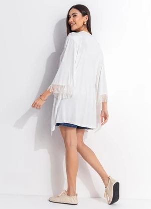 Quintess - Kimono  Off White em Malha de Viscose - QUINTESS
