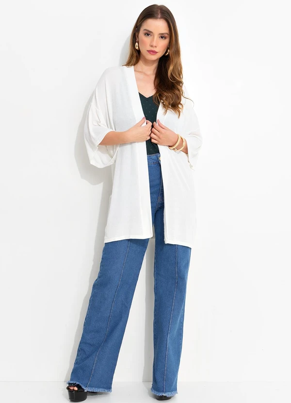 Quintess - Kimono Off White em Malha Texturizada 4