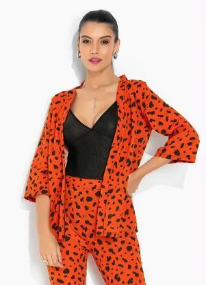 Moda Pop - Kimono Onça Laranja Aberto na Frente - MODA POP