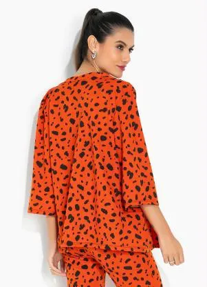 Moda Pop - Kimono Onça Laranja Aberto na Frente - MODA POP