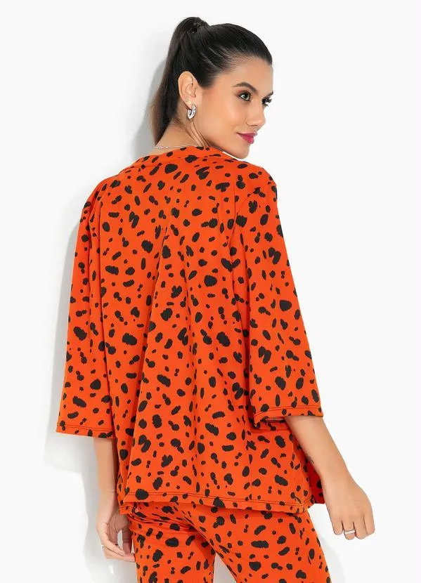 Moda Pop - Kimono Onça Laranja Aberto na Frente 2