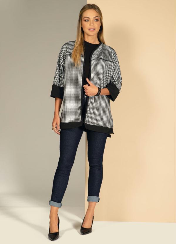 Quintess - Kimono Pied Poule Preto e Branco 3
