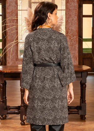 Quintess - Kimono Poá Ondulado em Malha de Viscose - QUINTESS