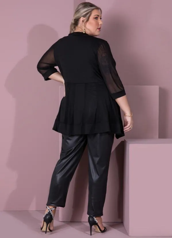 Quintess - Kimono Preto com Recortes em Transparência 10