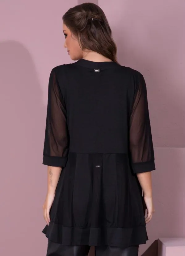 Quintess - Kimono Preto com Recortes em Transparência 2