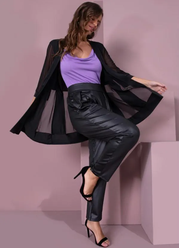 Quintess - Kimono Preto com Recortes em Transparência 3