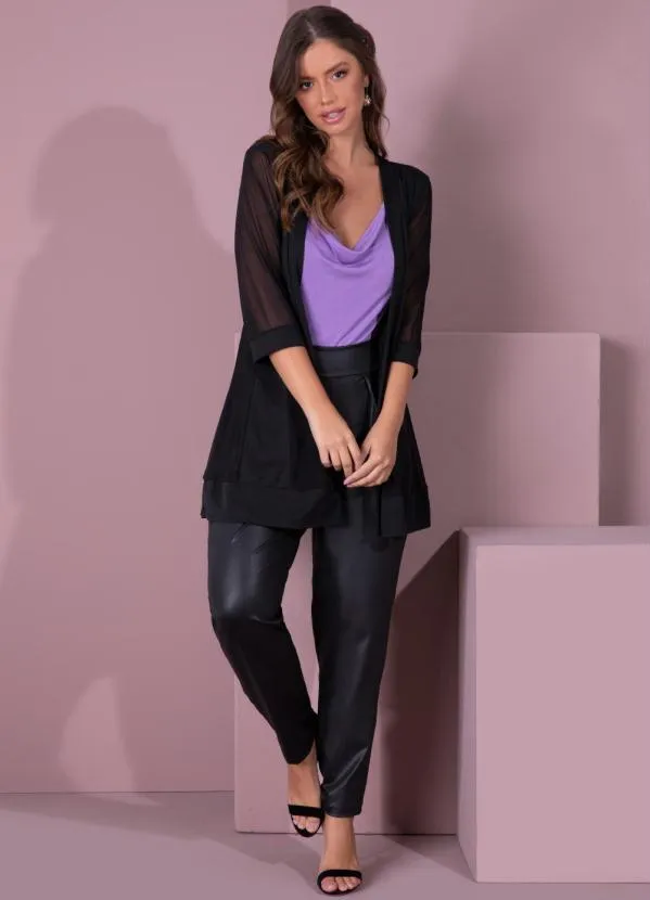 Quintess - Kimono Preto com Recortes em Transparência 5