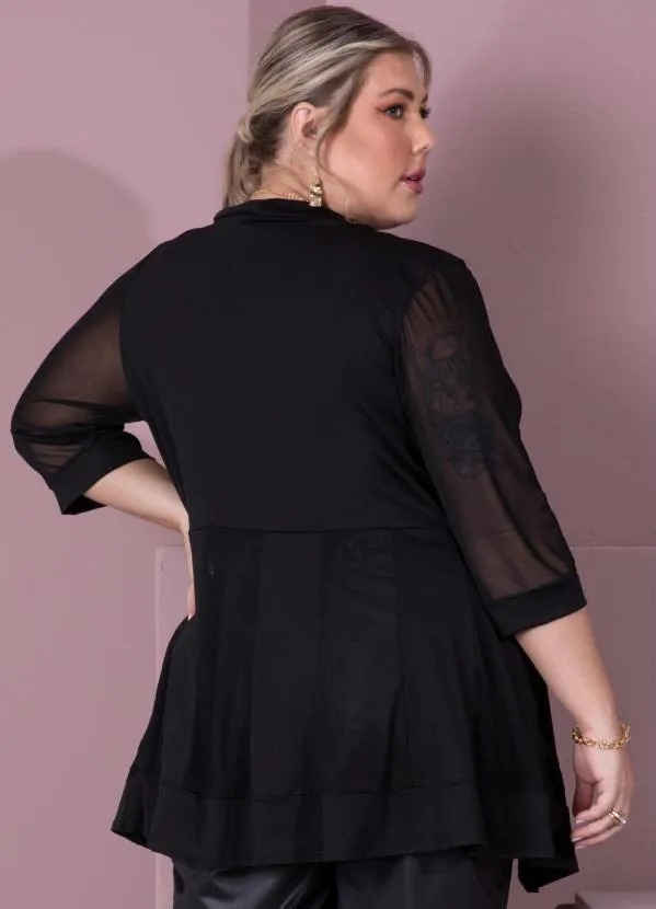 Quintess - Kimono Preto com Recortes em Transparência 8