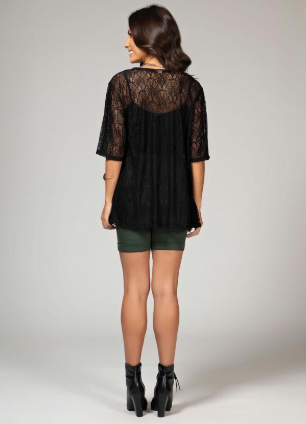 Quintess - Kimono Preto em Renda com Mangas 3/4 4