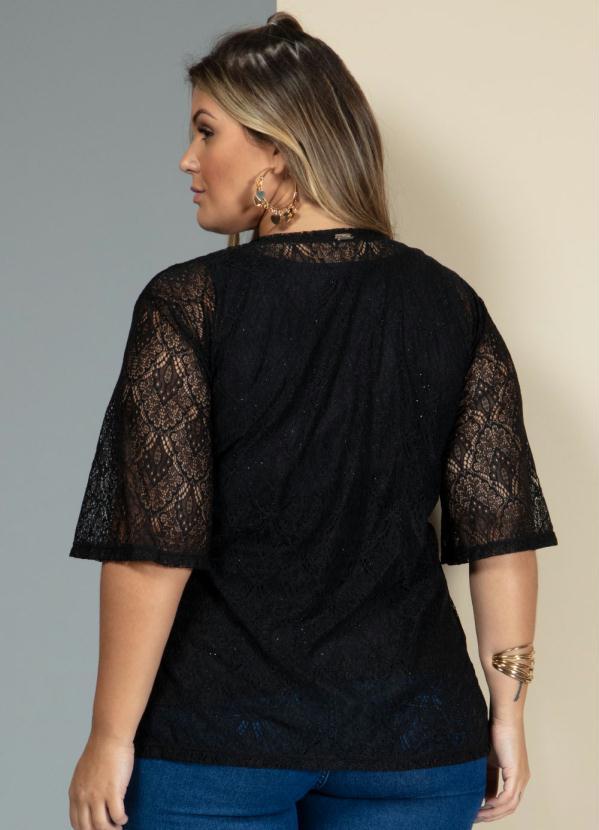 Quintess - Kimono Preto em Renda com Mangas 3/4 6