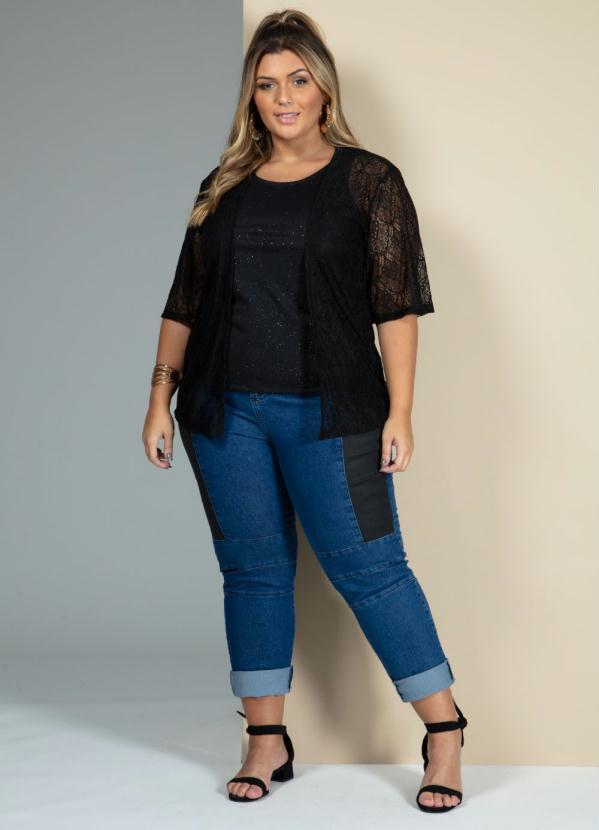 Quintess - Kimono Preto em Renda com Mangas 3/4 7