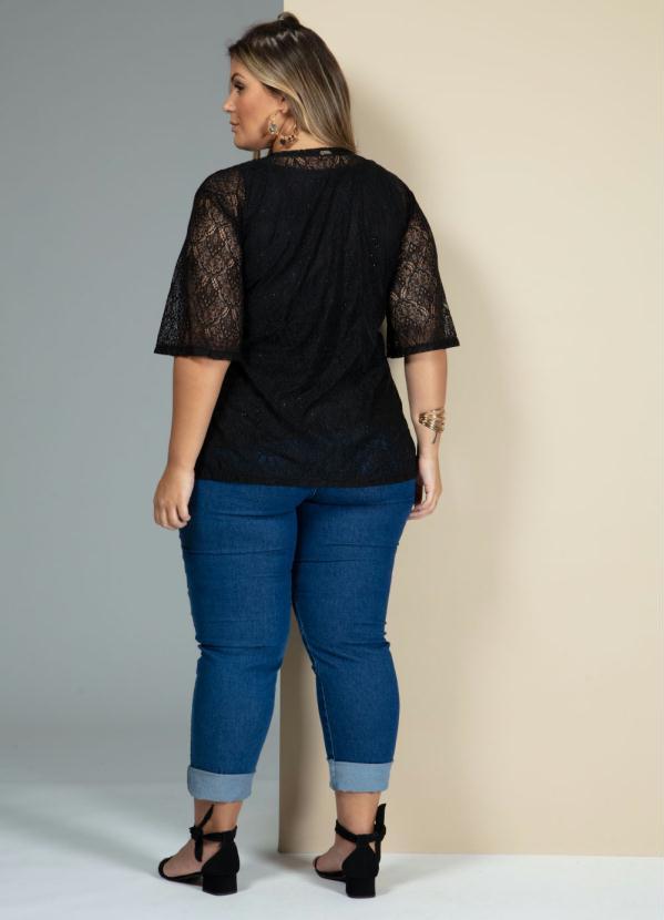 Quintess - Kimono Preto em Renda com Mangas 3/4 8