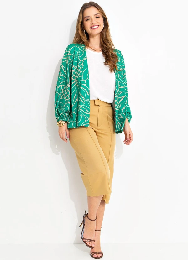 Quintess - Kimono Tropical Verde em Malha Fria 7