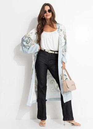 Farm - Maxi Kimono Milena Azul - FARM