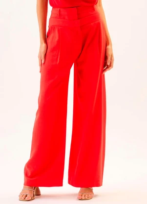 Carlota Costa - Calça Cós Duplo Lisa Laranja - CARLOTA COSTA