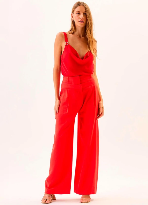 Carlota Costa - Calça Cós Duplo Lisa Laranja 3