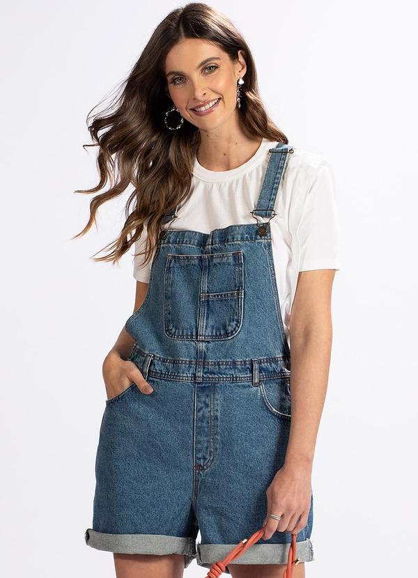 Hering - Jardineira Curta JeansAzul