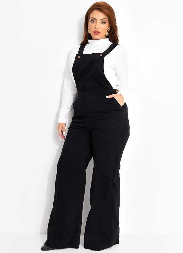 Quintess - Jardineira Preta em Sarja 2