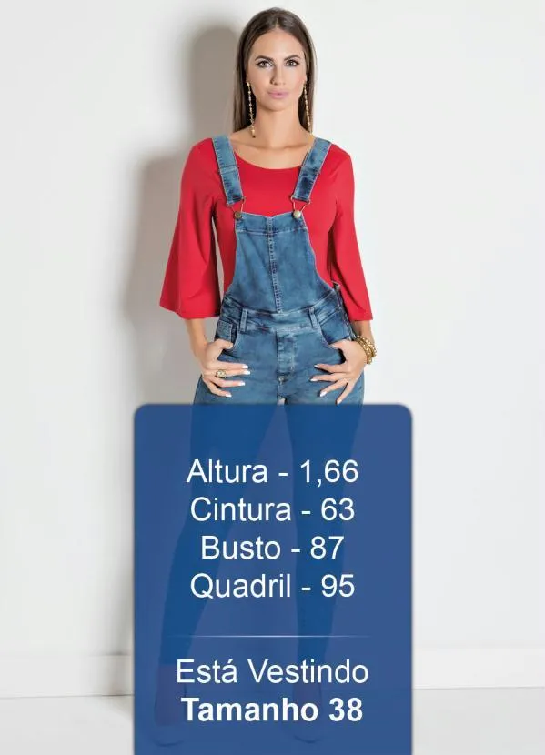 Sawary Jeans - Jardineira Sawary JeansCom Bolsos 3