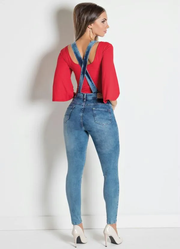 Sawary Jeans - Jardineira Sawary JeansCom Bolsos 4