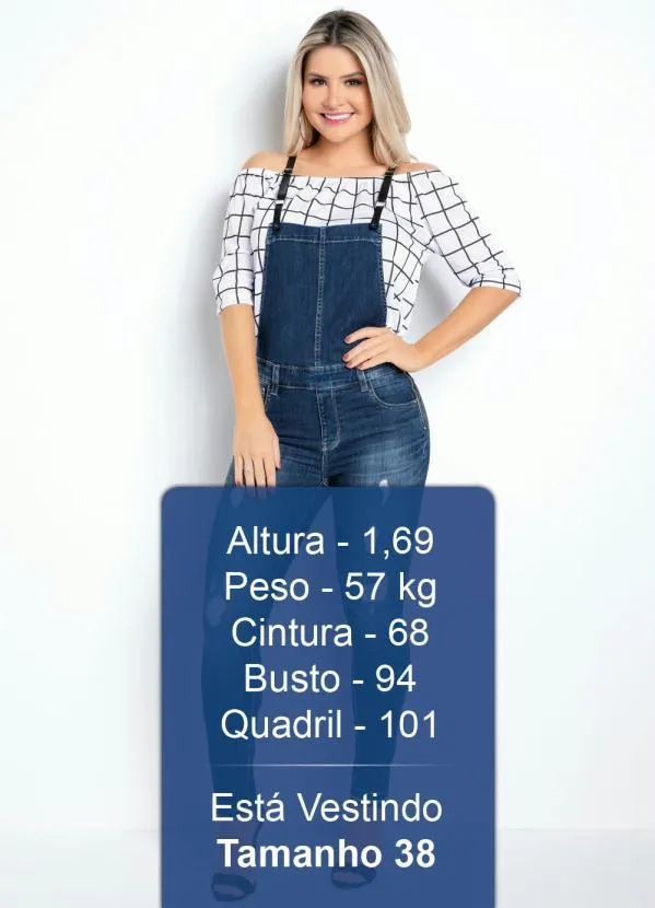 Sawary Jeans - Jardineira Sawary Jeans Destroyed com Suspensóri 3