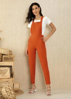 Quintess - Jardineira Telha com Bolsos nas Laterais - QUINTESS