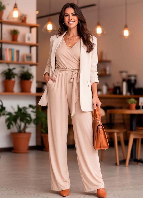 Quintess - Macacão Areia em Malha de Viscose 3