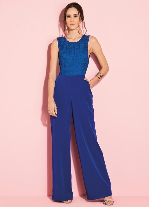 Quintess - Macacão Azul com Bolso Frontal