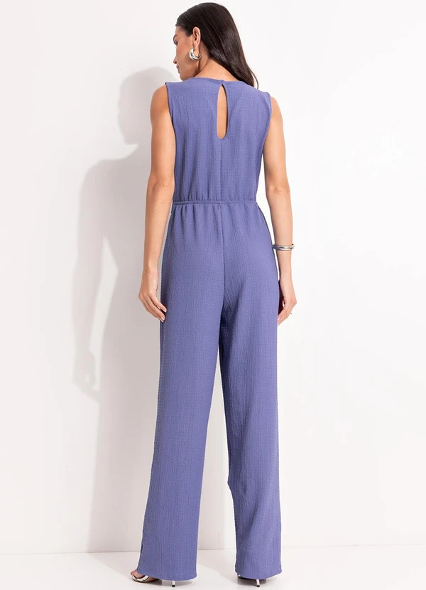 Quintess - Macacão Azul em Malha Texturizada 9