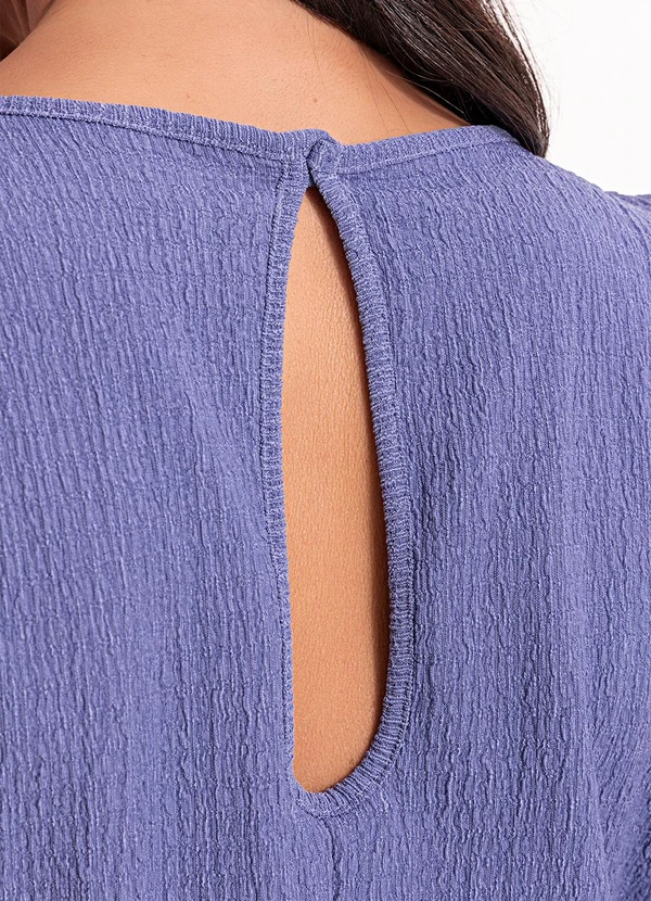 Quintess - Macacão Azul em Malha Texturizada 6