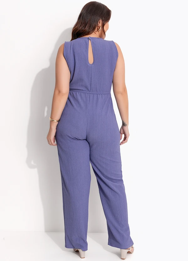 Quintess - Macacão Azul em Malha Texturizada 3