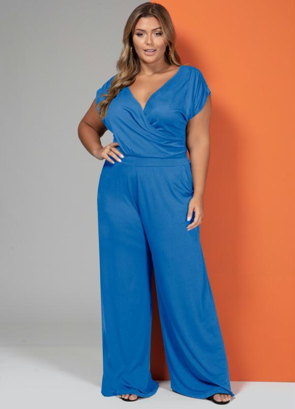 Quintess - Macacão Azul Longo com Bolsos e Faixa 4