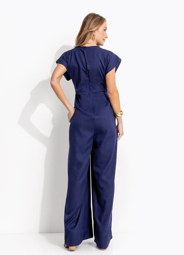 Quintess - Macacão Azul Marinho em Crepe Plano 6