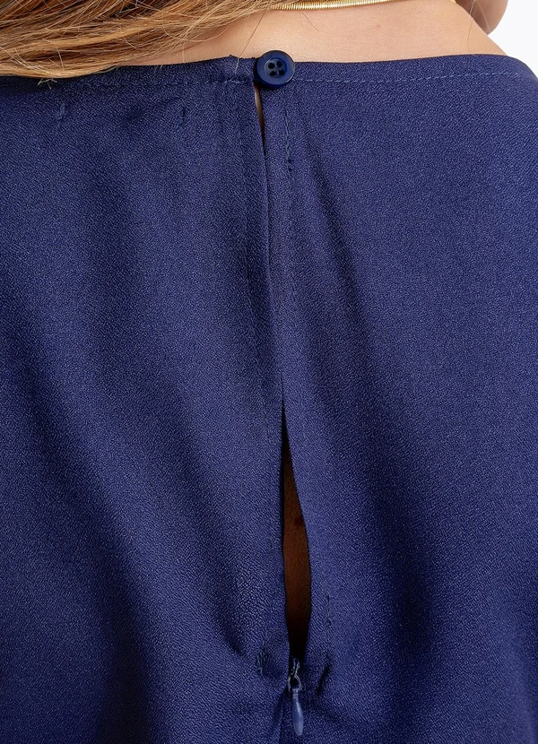 Quintess - Macacão Azul Marinho em Crepe Plano 3