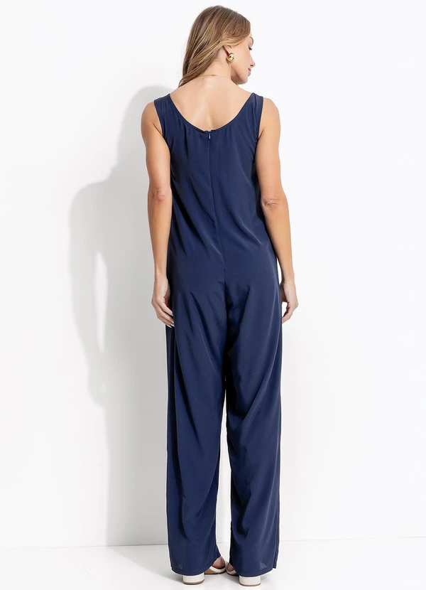 Quintess - Macacão Azul Marinho em Crepe Plano 2